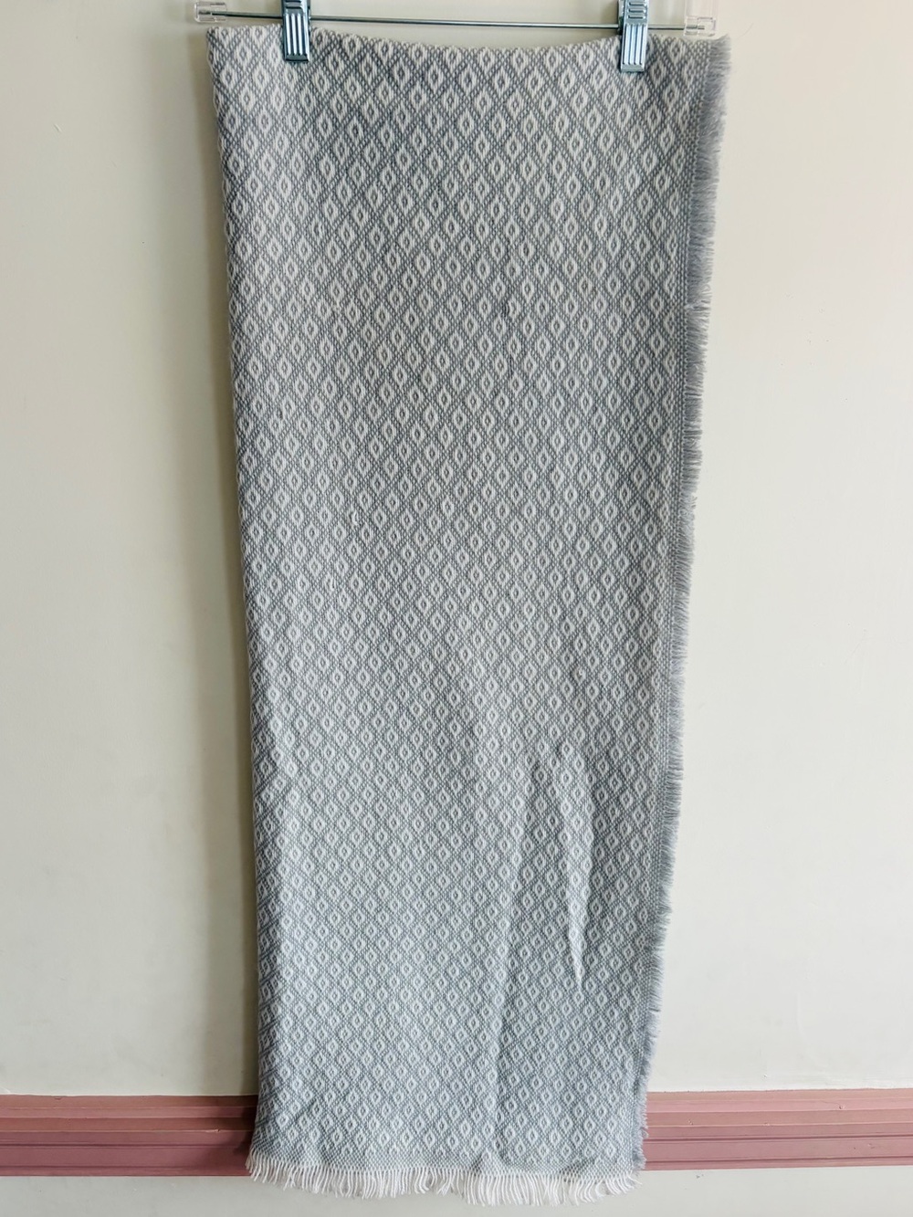 Merona Light Gray and White Blanket Scarf with Fringe
